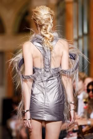 model with silver dress