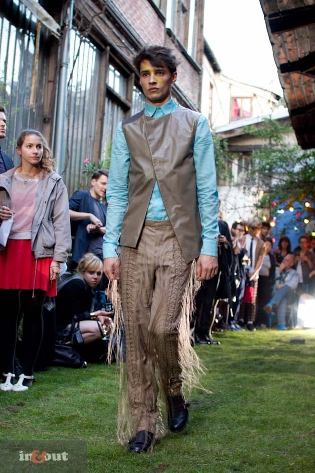 male model with horsehair trousers