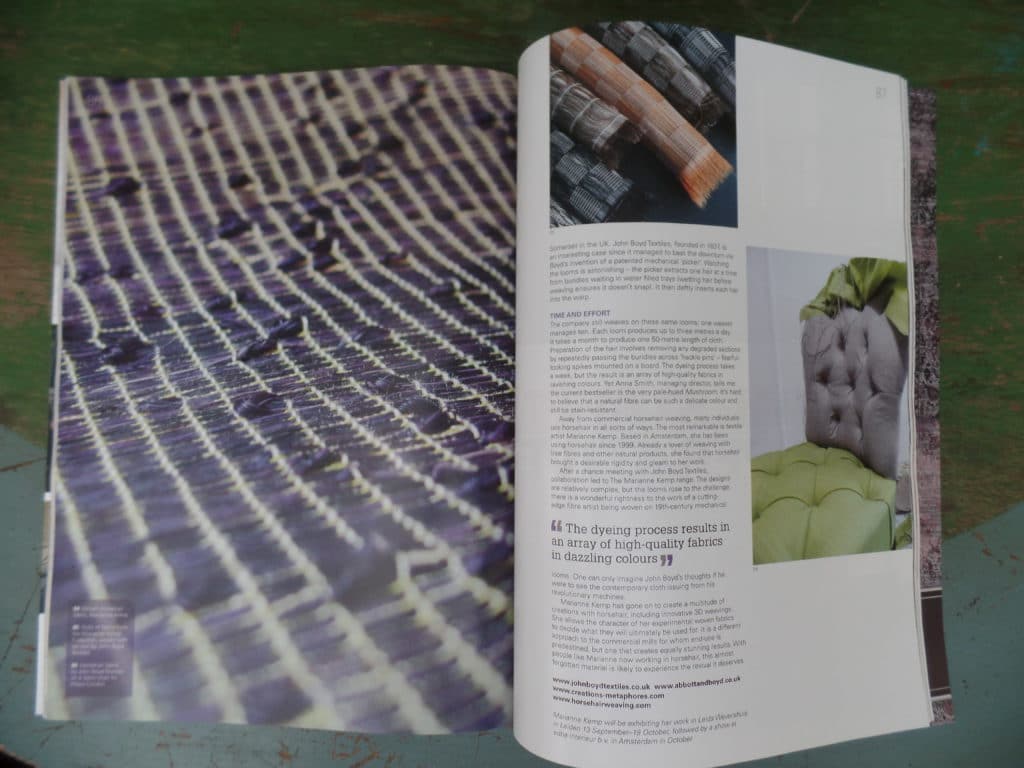 handwoven fabric in magazine