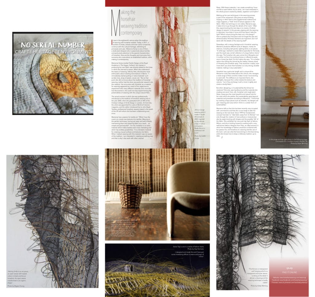 magazine publication horsehair weaving