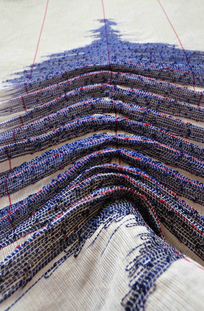 detail bright blue pleats