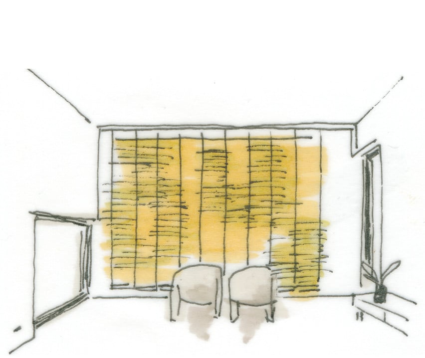 sketch of window panels in room