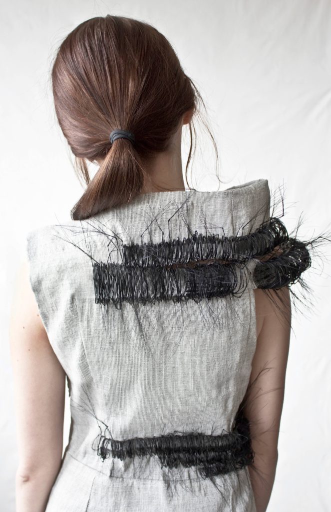 handwoven dress with horsehair