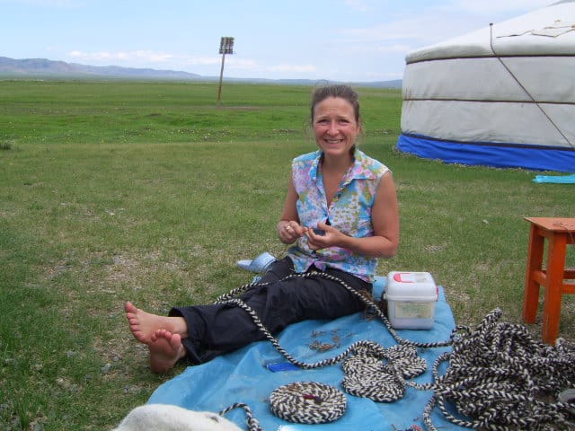 MK on the steppe with yurt on background
