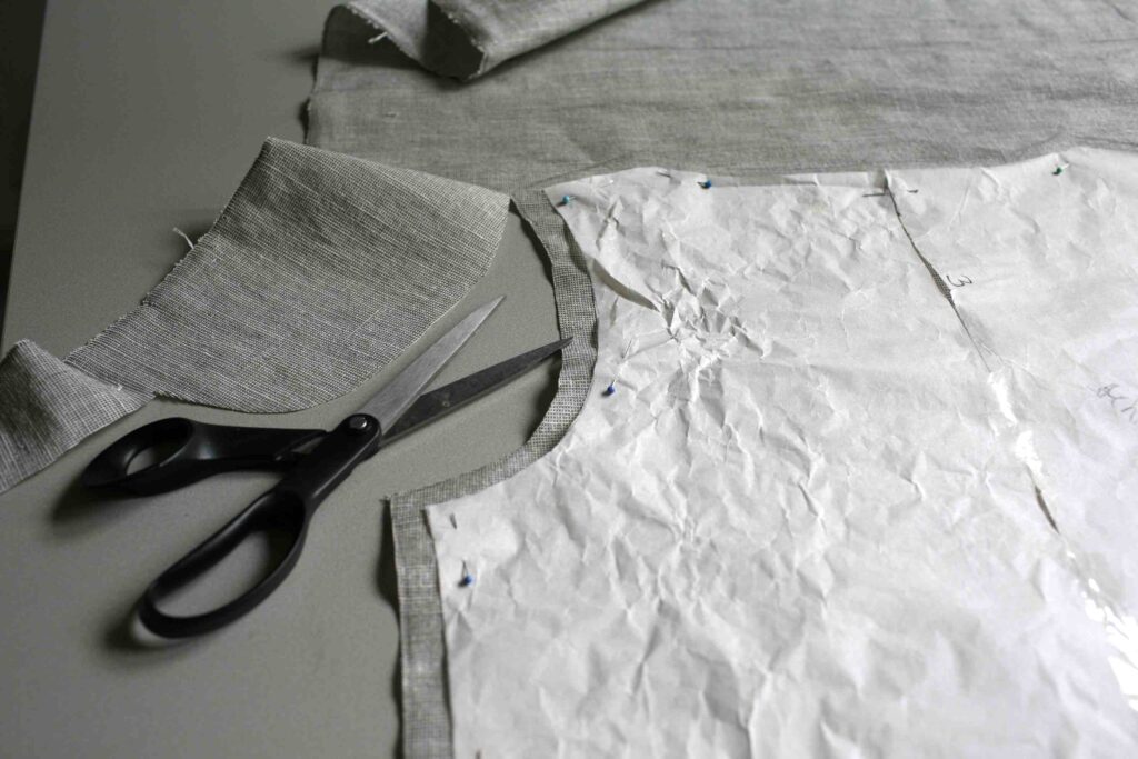 cutting the fabric for t shirt