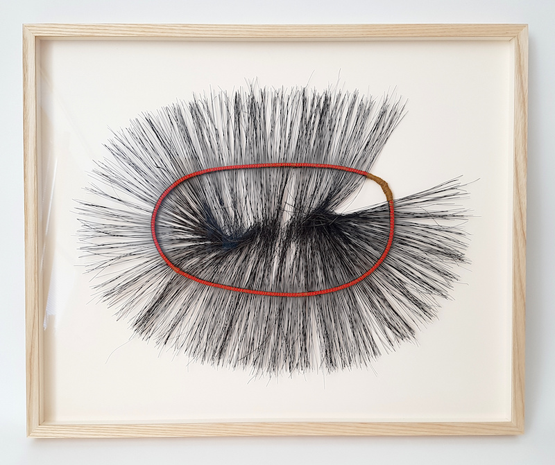 fiber art weaving framed